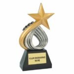 Gold Star Resin Awards on Black Base 25 cm (10'')
