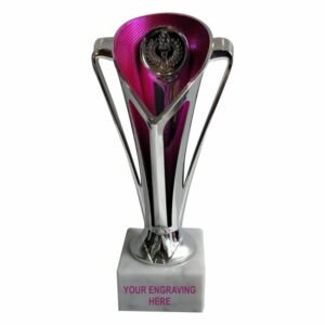Silver/Pink Sculpture Cup 17.5 cm (7'') For Winners- Suitable For All Sports