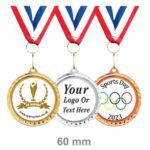 Personalised School Sports Day Medals + Ribbon + Your Own Logo (Pack of 5))