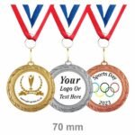 Personalised School Sports Day Medals + Ribbon + Your Own Logo (Pack of 5))