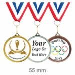 Personalised School Sports Day Medals + Ribbon + Your Own Logo (Pack of 5))