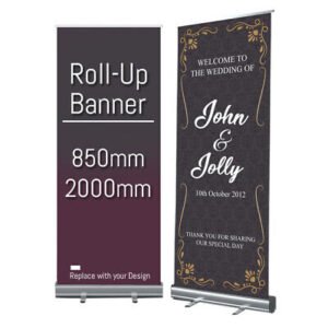 Roll Up Banner Printed Your Artwork - Pop/Roll/Pull up Display Exhibition Stand (850mm x 2000mm))