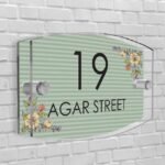 Personalised House Number Plaque Arc-Rectangle Shape Glass Effect Acrylic Door Sign Custom Plaques