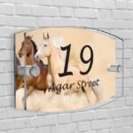 Personalised House Number Plaque Arc-Rectangle Shape Glass Effect Acrylic Door Sign Custom Plaques
