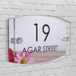 Personalised House Number Plaque Arc-Rectangle Shape Glass Effect Acrylic Door Sign Custom Plaques