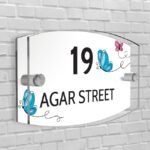 Personalised House Number Plaque Arc-Rectangle Shape Glass Effect Acrylic Door Sign Custom Plaques