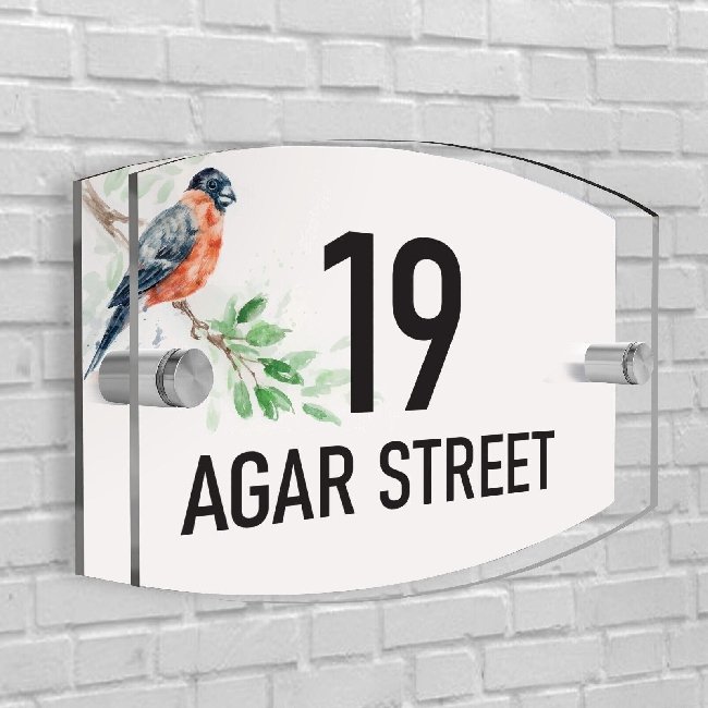 Personalised House Number Plaque Arc-Rectangle Shape Glass Effect Acrylic Door Sign Custom Plaques