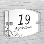 Personalised House Number Plaque Arc-Rectangle Shape Glass Effect Acrylic Door Sign Custom Plaques