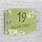 Personalised House Number Plaque Arc-Rectangle Shape Glass Effect Acrylic Door Sign Custom Plaques