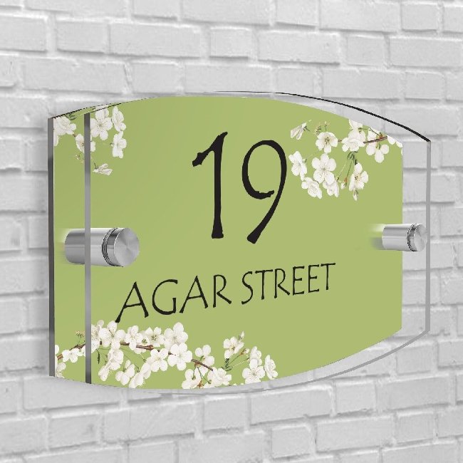 Personalised House Number Plaque Arc-Rectangle Shape Glass Effect Acrylic Door Sign Custom Plaques