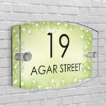 Personalised House Number Plaque Arc-Rectangle Shape Glass Effect Acrylic Door Sign Custom Plaques