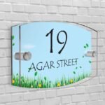 Personalised House Number Plaque Arc-Rectangle Shape Glass Effect Acrylic Door Sign Custom Plaques