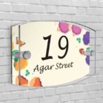 Personalised House Number Plaque Arc-Rectangle Shape Glass Effect Acrylic Door Sign Custom Plaques