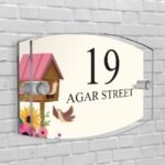 Personalised House Number Plaque Arc-Rectangle Shape Glass Effect Acrylic Door Sign Custom Plaques