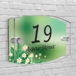 Personalised House Number Plaque Arc-Rectangle Shape Glass Effect Acrylic Door Sign Custom Plaques