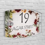Personalised House Number Plaque Arc-Rectangle Shape Glass Effect Acrylic Door Sign Custom Plaques