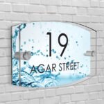 Personalised House Number Plaque Arc-Rectangle Shape Glass Effect Acrylic Door Sign Custom Plaques