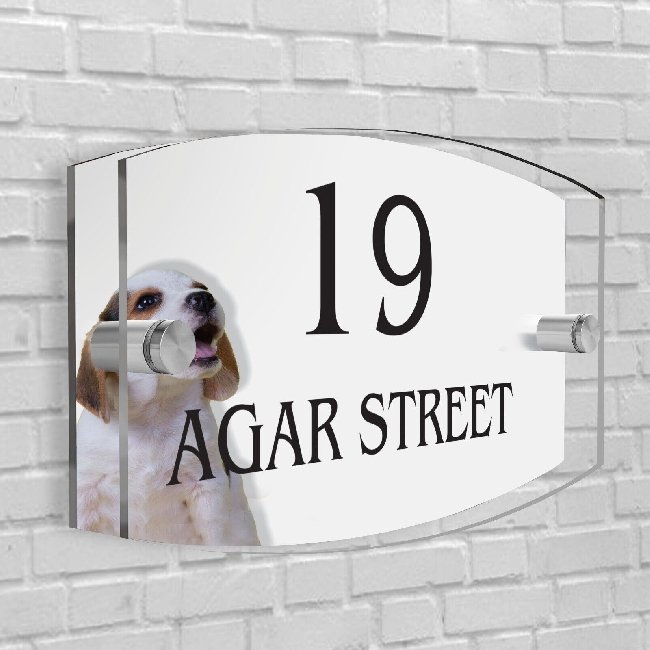 Personalised House Number Plaque Arc-Rectangle Shape Glass Effect Acrylic Door Sign Custom Plaques