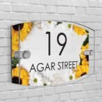 Personalised House Number Plaque Arc-Rectangle Shape Glass Effect Acrylic Door Sign Custom Plaques