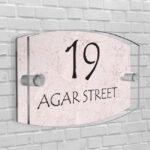 Personalised House Number Plaque Arc-Rectangle Shape Glass Effect Acrylic Door Sign Custom Plaques