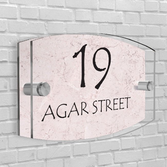 Personalised House Number Plaque Arc-Rectangle Shape Glass Effect Acrylic Door Sign Custom Plaques