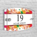 Personalised House Number Plaque Arc-Rectangle Shape Glass Effect Acrylic Door Sign Custom Plaques