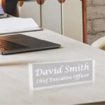 Personalized Acrylic Clear Desk Name Plate 12cm W x 4cm H x 12mm D