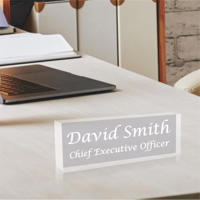 Personalized Acrylic Clear Desk Name Plate 12cm W x 4cm H x 12mm D