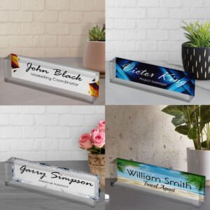 Personalised Name Desk Plate Plaque Office Name Desk 10cm W x 3cm H x 12 mm D