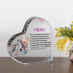 Mother's Day,Mum Gifts: Custom Heart-Shaped Acrylic Plaque , 12cm x 12cm x 15mm