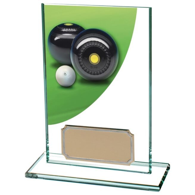 Colour Curve Lawn Bowls Jade Glass Award, Trophy, Trophies