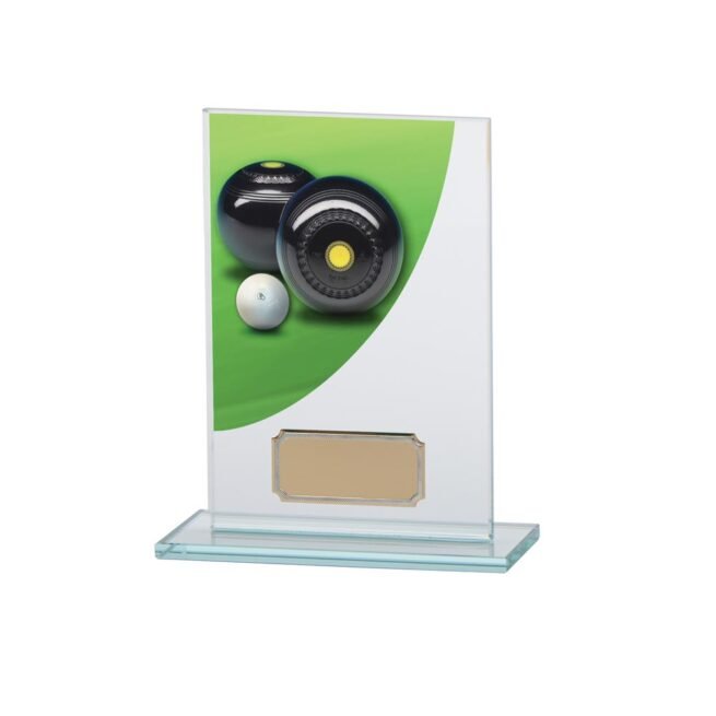 Colour Curve Lawn Bowls Jade Glass Award, Trophy, Trophies