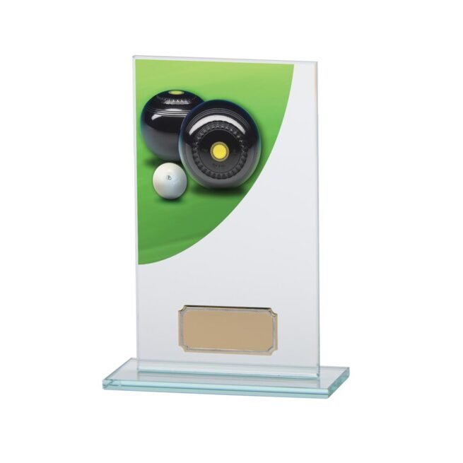 Colour Curve Lawn Bowls Jade Glass Award, Trophy, Trophies