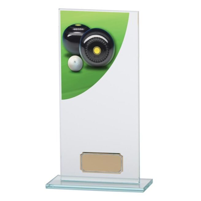 Colour Curve Lawn Bowls Jade Glass Award, Trophy, Trophies