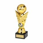 Sign Print Lab Shiny Gold Football Tower Trophy on Marble Size 190mm