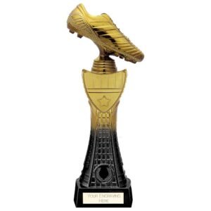 Sign Print Lab Fusion Viper Tower Football Boot Trophy Black & Gold Size : 320mm